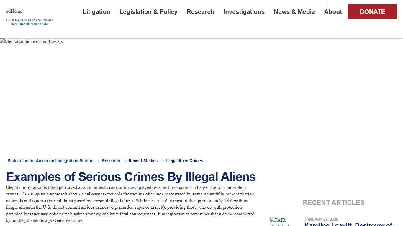 Serious Crimes Committed by Illegal Aliens FAIRus.org